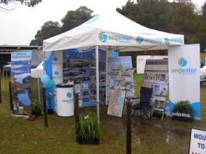 The LBCCG/Seqwater stand at the Show...note the water laying on the ground inside the tent.